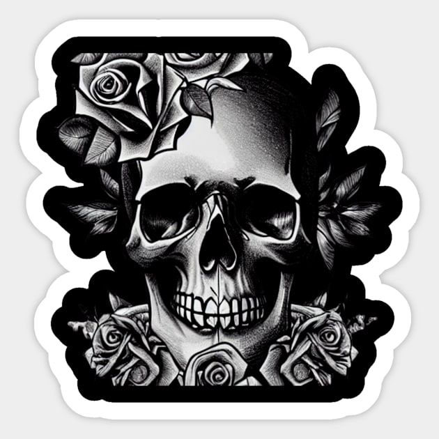 Skull And Roses Sticker by divawaddle